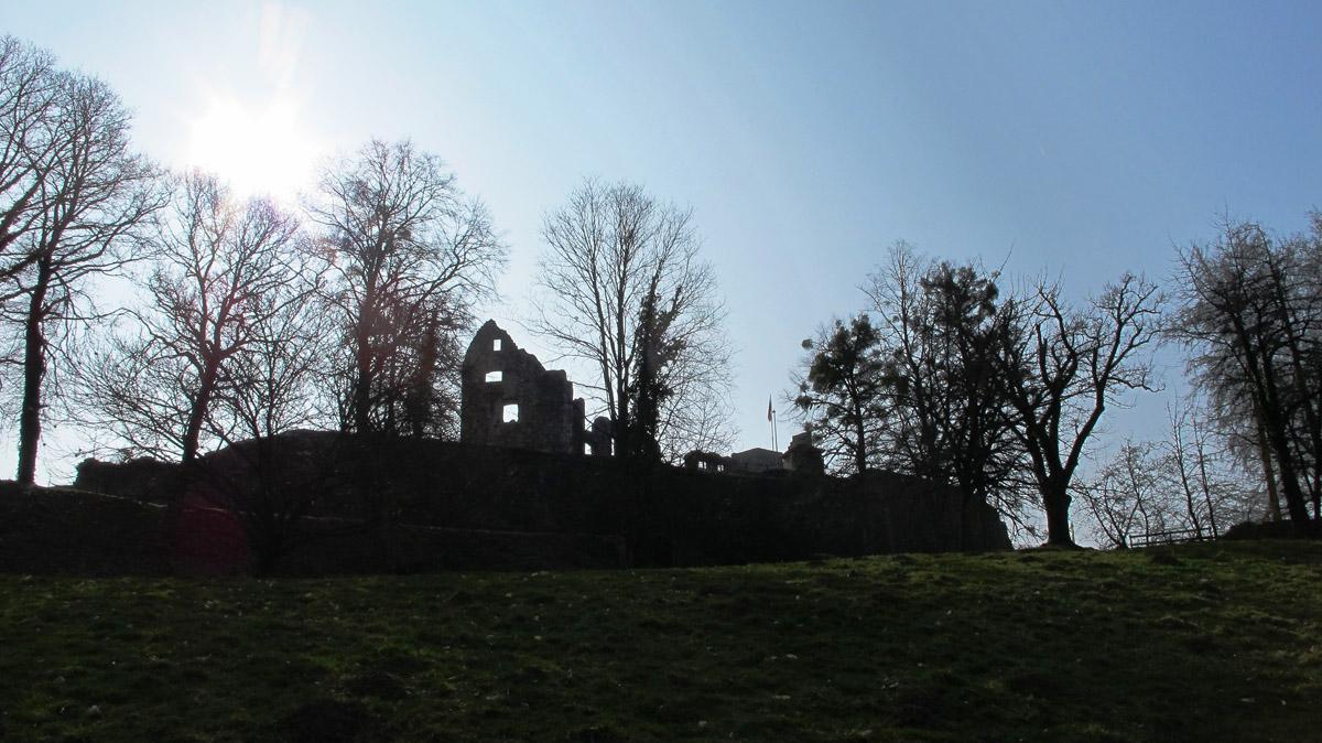 Ansicht der Hochburg bei Emmendingen im Gegenlicht