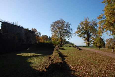 Hochburg bei Emmendingen, Blick auf die Ruine im Herbst