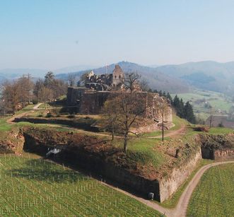 Luftansicht auf die Hochburg bei Emmendingen von Norden